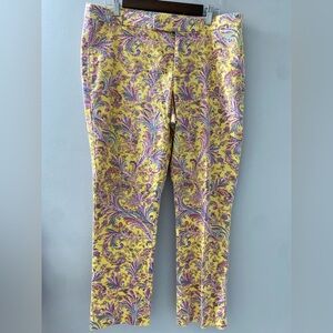 Lauren Ralph Lauren Pants Women's 12 Yellow Floral Paisley Print  Artsy Preppy